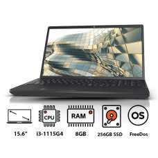 لابتوب Fujitsu Lifebook A3511، معالج Intel Core i3-1115G4، شاشة FHD 15.6 بوصة، 256GB SSD، 8GB RAM، رسومات Intel UHD، Dos - أسود